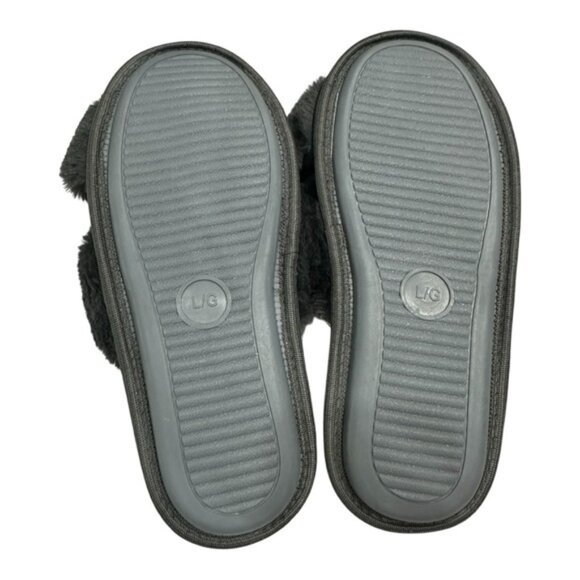 Joe Fresh Cozy Gray Faux Fur Slippers Size L (9-10) - Picture 6 of 6